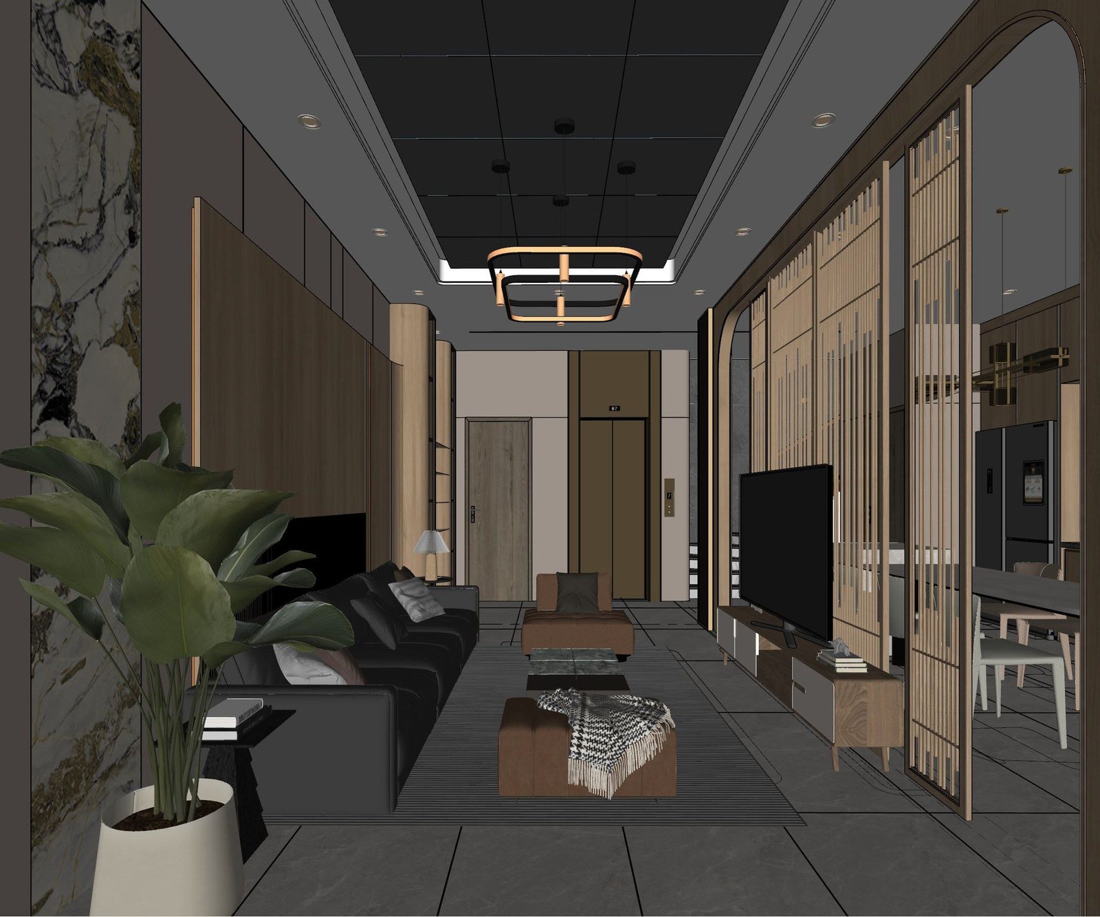 17587. غرفة المعيشة Sketchup المجانية - نموذج المطبخ الداخلي تنزيل بواسطة Phan Thuc (3)