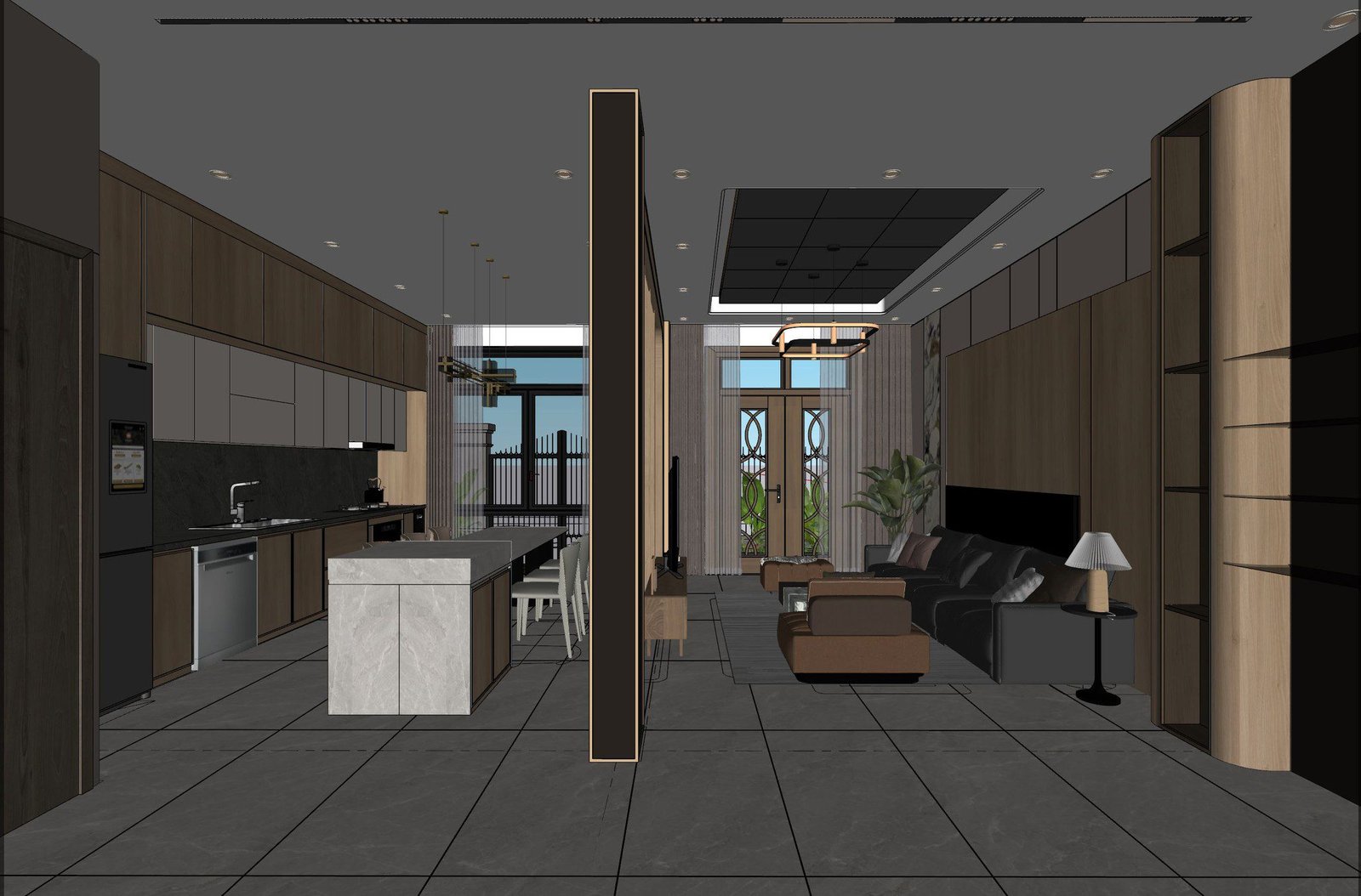 17587. غرفة المعيشة Sketchup المجانية - نموذج المطبخ الداخلي تنزيل بواسطة Phan Thuc (5)