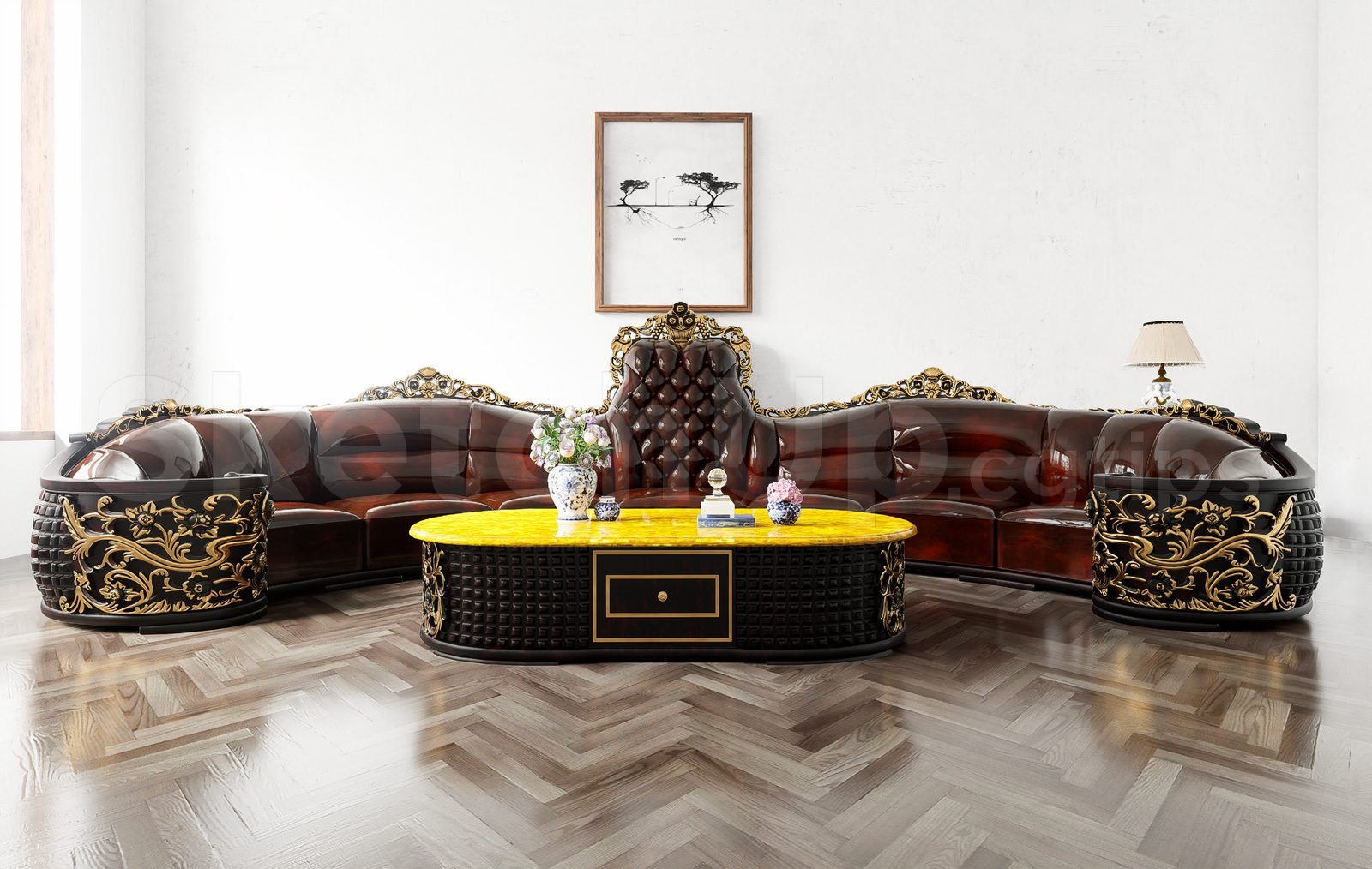 17598. تنزيل نموذج Sketchup Neoclascical Sofa Model (1)