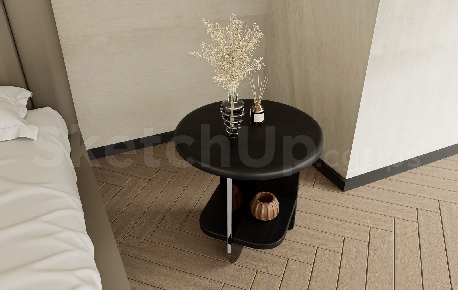 17657. تنزيل طاولة الجدول الجانبي لرسمية السرير (1)