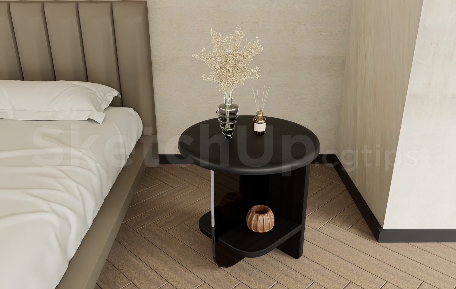 17657. تنزيل طاولة الجدول الجانبي لرسمية السرير (2)