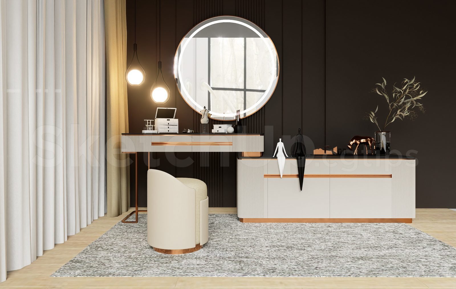 17959. طاولة مكياج 3D Sketchup Free (2)