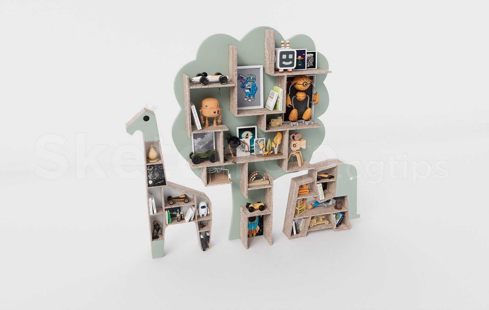 17971. Sketchup Bookshelf 3D Model Download (1)