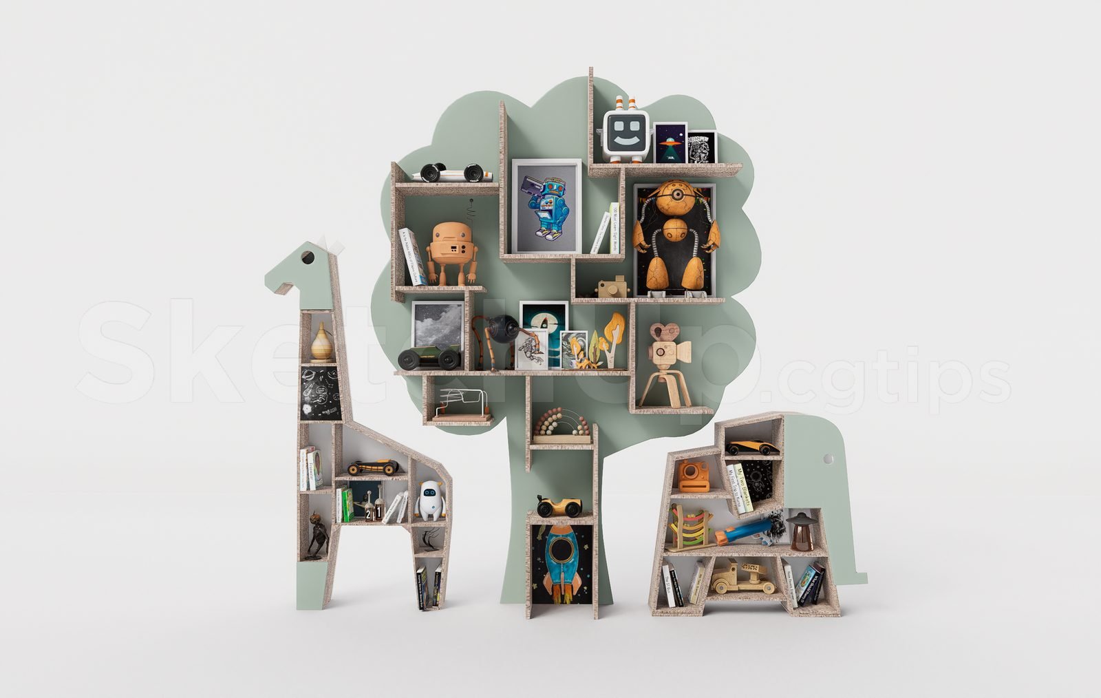 17971. Sketchup Bookshelf 3D Model Download (2)