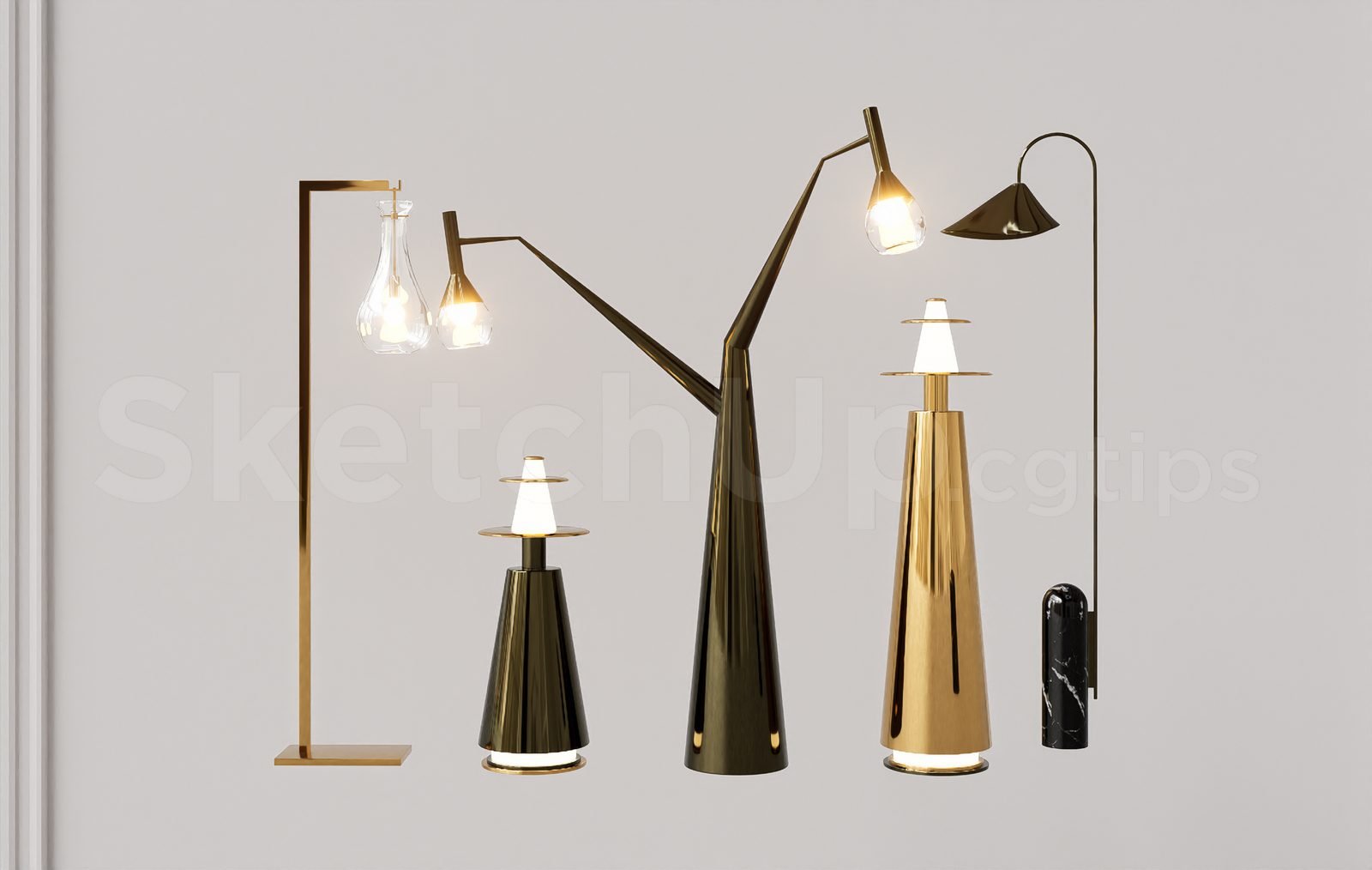 18003. نموذج Sketchup Floor Lamp Model تنزيل للمشاريع الداخلية (2)