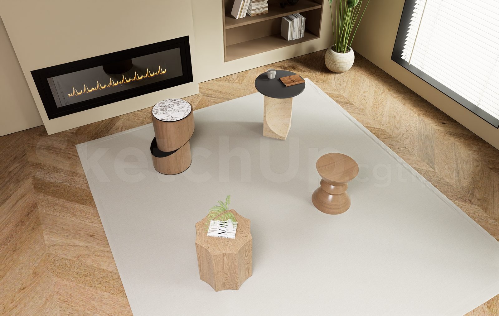 18046. تنزيل مجاني Sketchup Bedside Table 3D Model (1)