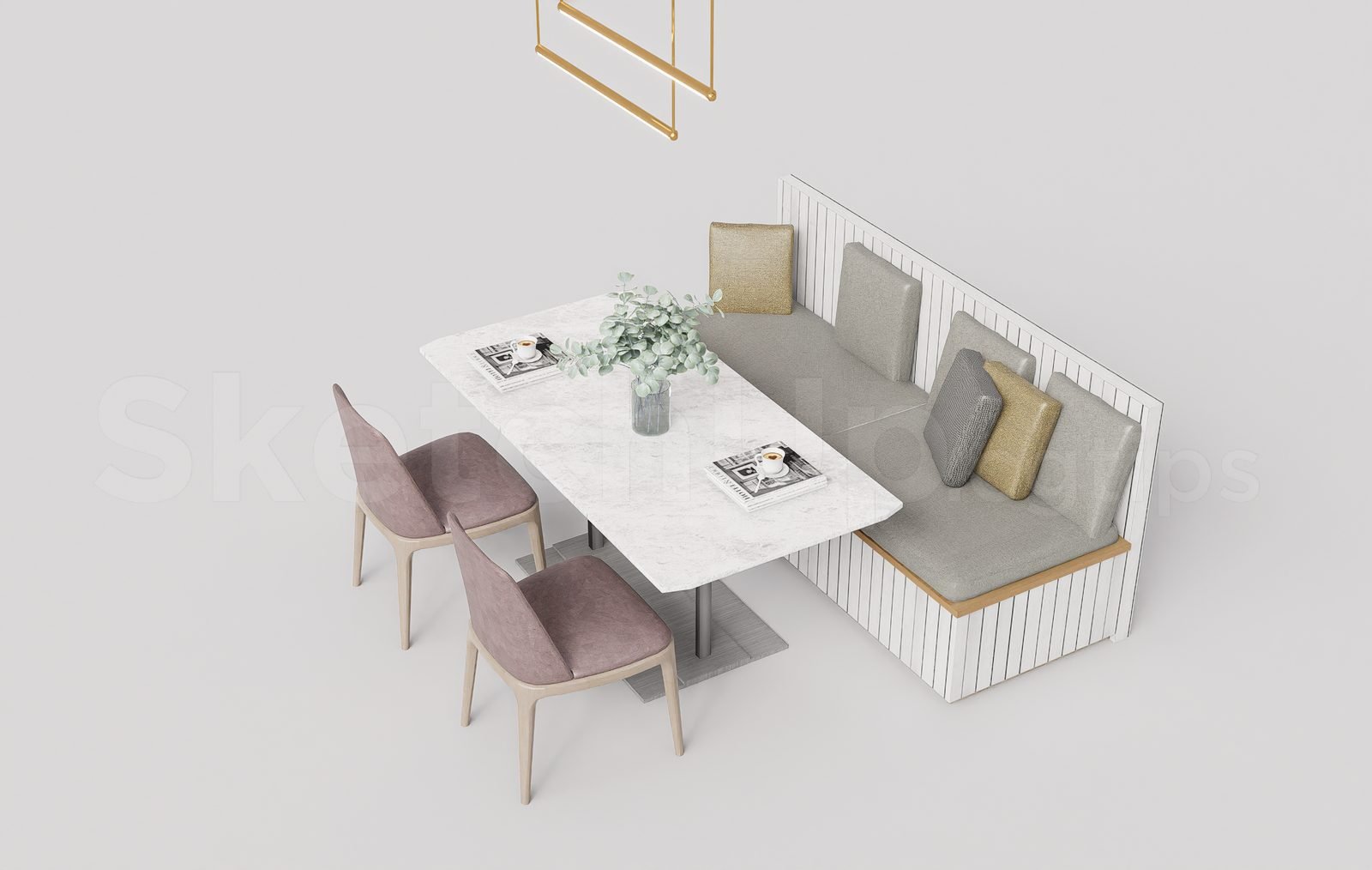 18290. تنزيل نماذج ثلاثية الأبعاد لأثاث المطاعم والمقاهي من Sketchup مجانًا (2)