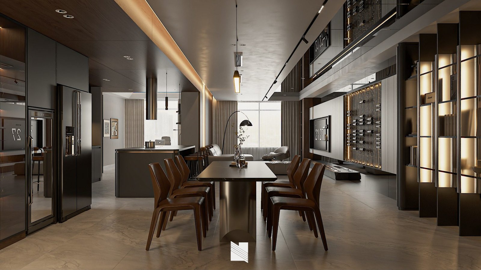 18453. غرفة المعيشة المجانية Sketchup - النموذج الداخلي للمطبخ تنزيل بواسطة Danh Nam (1)