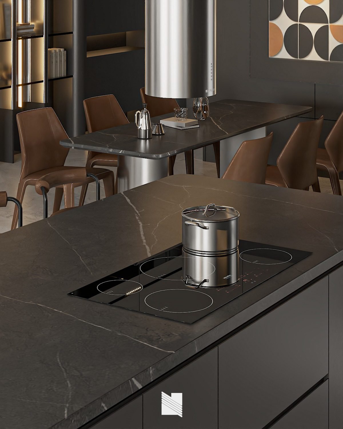 18453. غرفة المعيشة المجانية Sketchup - النموذج الداخلي للمطبخ تنزيل بواسطة Danh Nam (8)