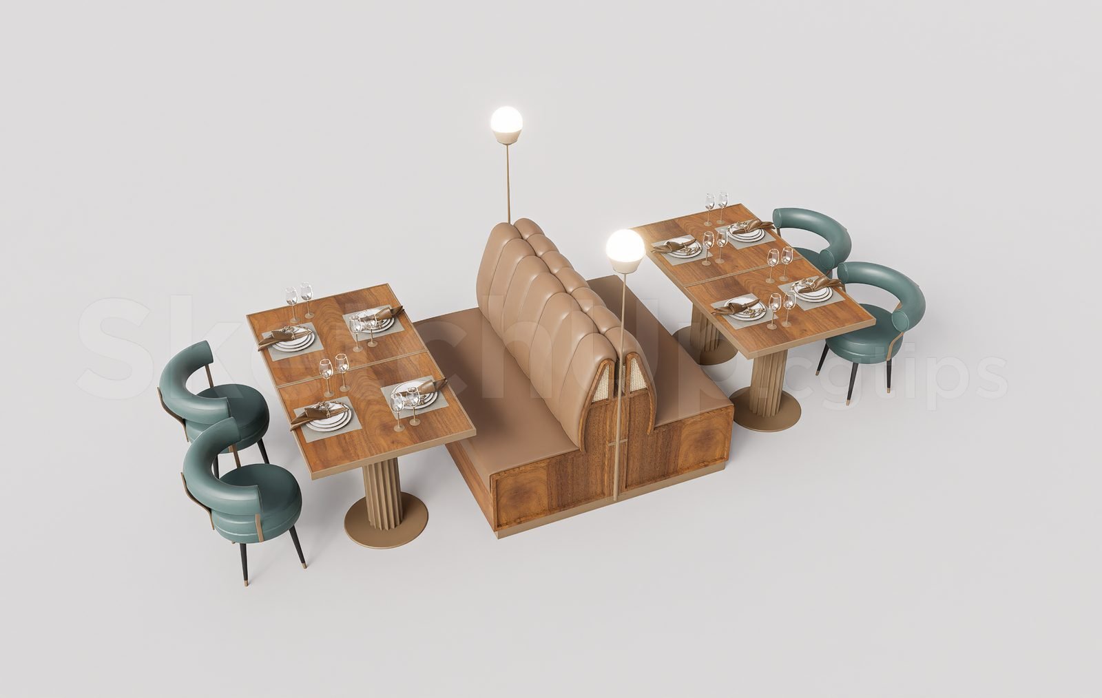 18461. تنزيل نماذج ثلاثية الأبعاد لأثاث المطاعم والمقاهي من Sketchup مجانًا (2)