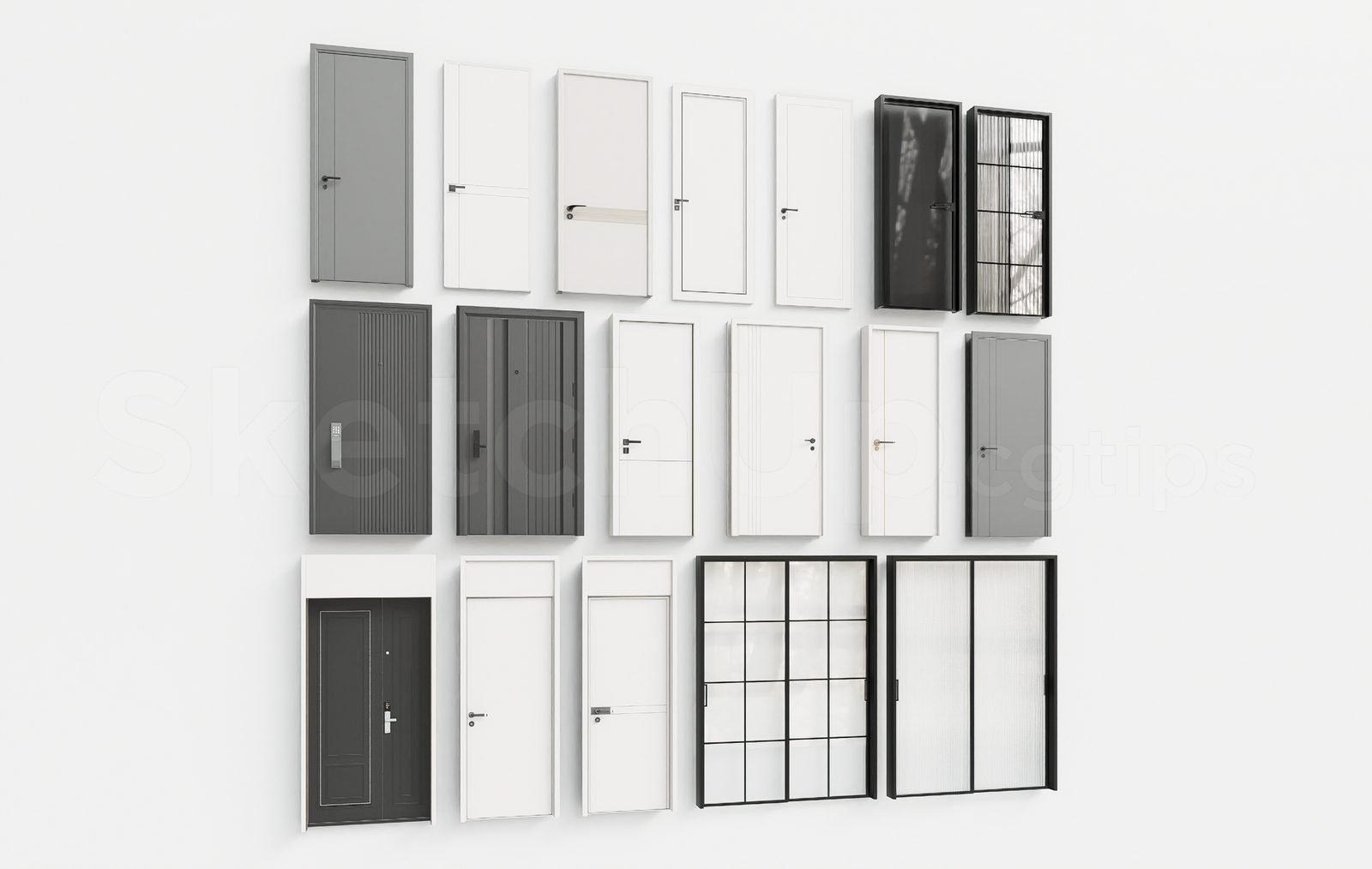 18495. تنزيل نموذج Sketchup Door ثلاثي الأبعاد مجانًا (1)