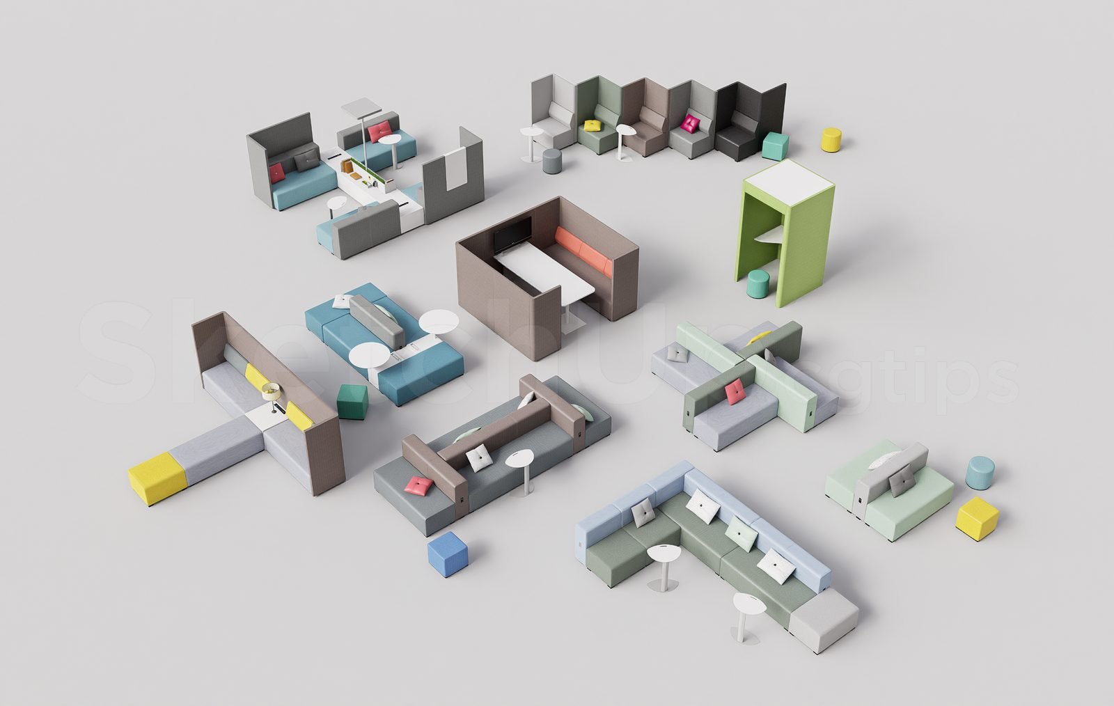 18508. تنزيل نماذج ثلاثية الأبعاد لأثاث المطاعم والمقاهي من Sketchup مجانًا (1)