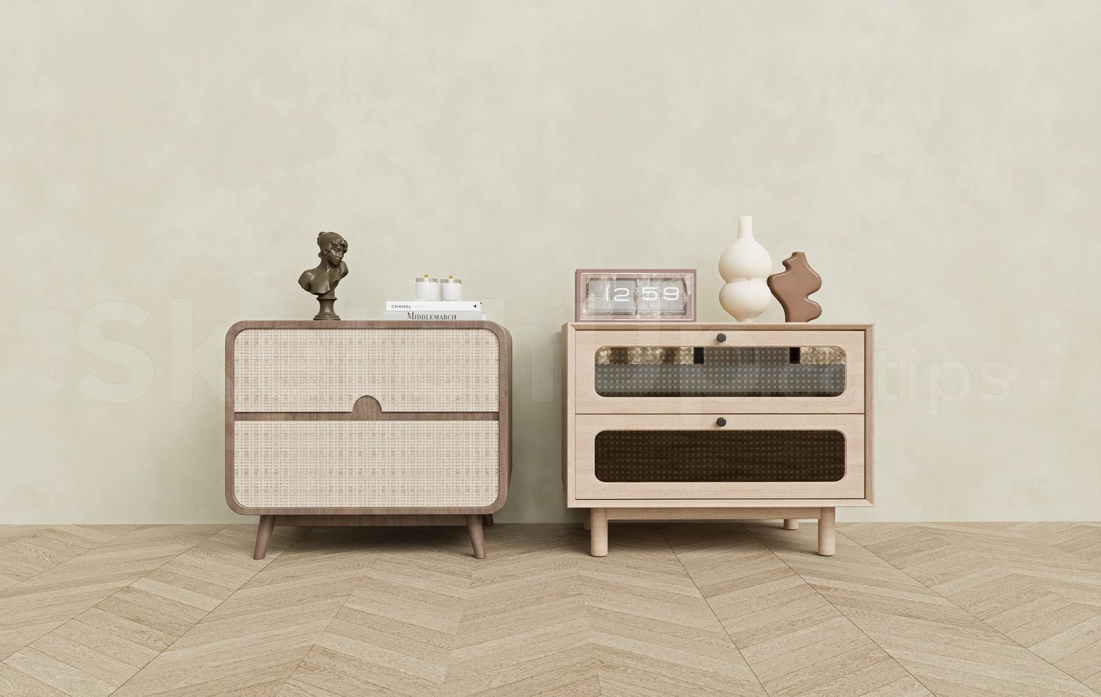 18549. تنزيل مجاني لنموذج Sketchup بجانب السرير ثلاثي الأبعاد (2)