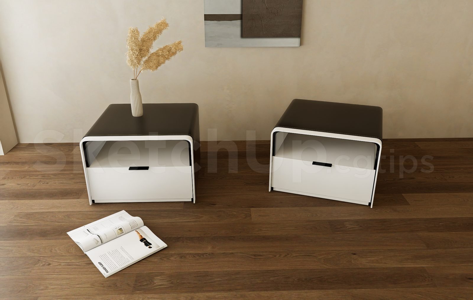 18722. تنزيل مجاني لطاولة السرير الجانبية Sketchup نموذج ثلاثي الأبعاد (2)