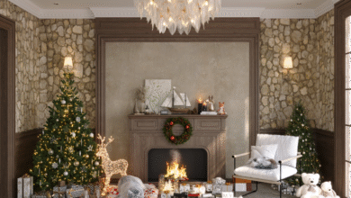 18803. Sketchup Luxury Rustic Living Room With Stone Walls And Christmas Decor By Pham Huynh (1)