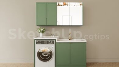 19079. Free Download Modern Cabinet With Washbasin Sketchup Model (1)