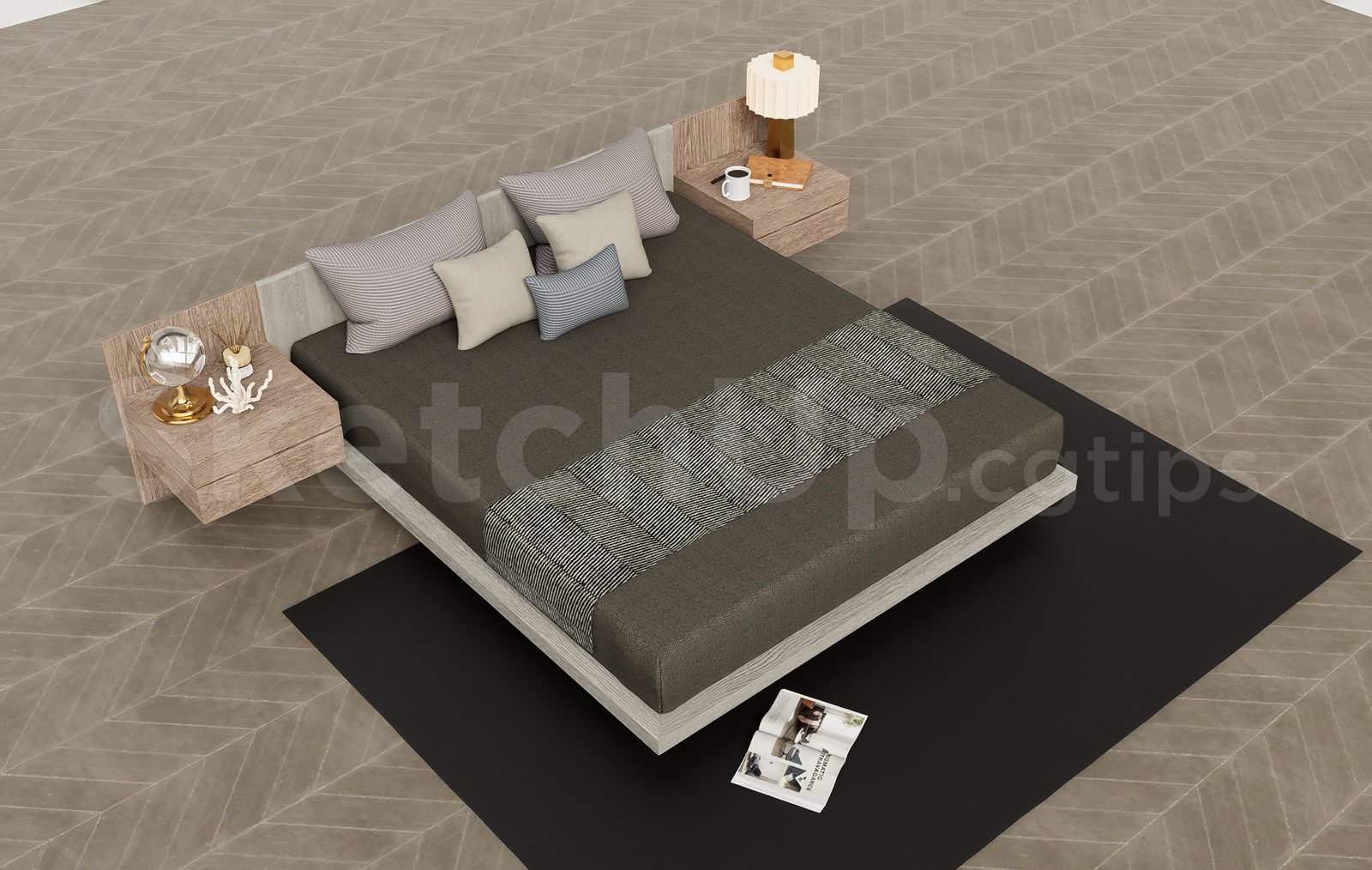 19010. تنزيل نموذج السرير المجاني لـ Sketchup (2)