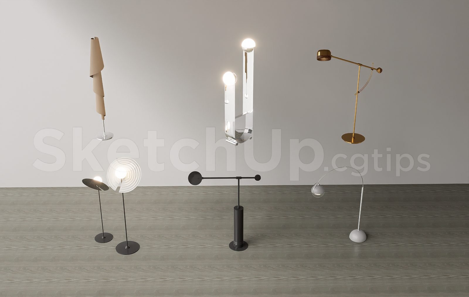 19039. تنزيل نموذج مصباح أرضي Sketchup مجاني للمشاريع الداخلية (2)