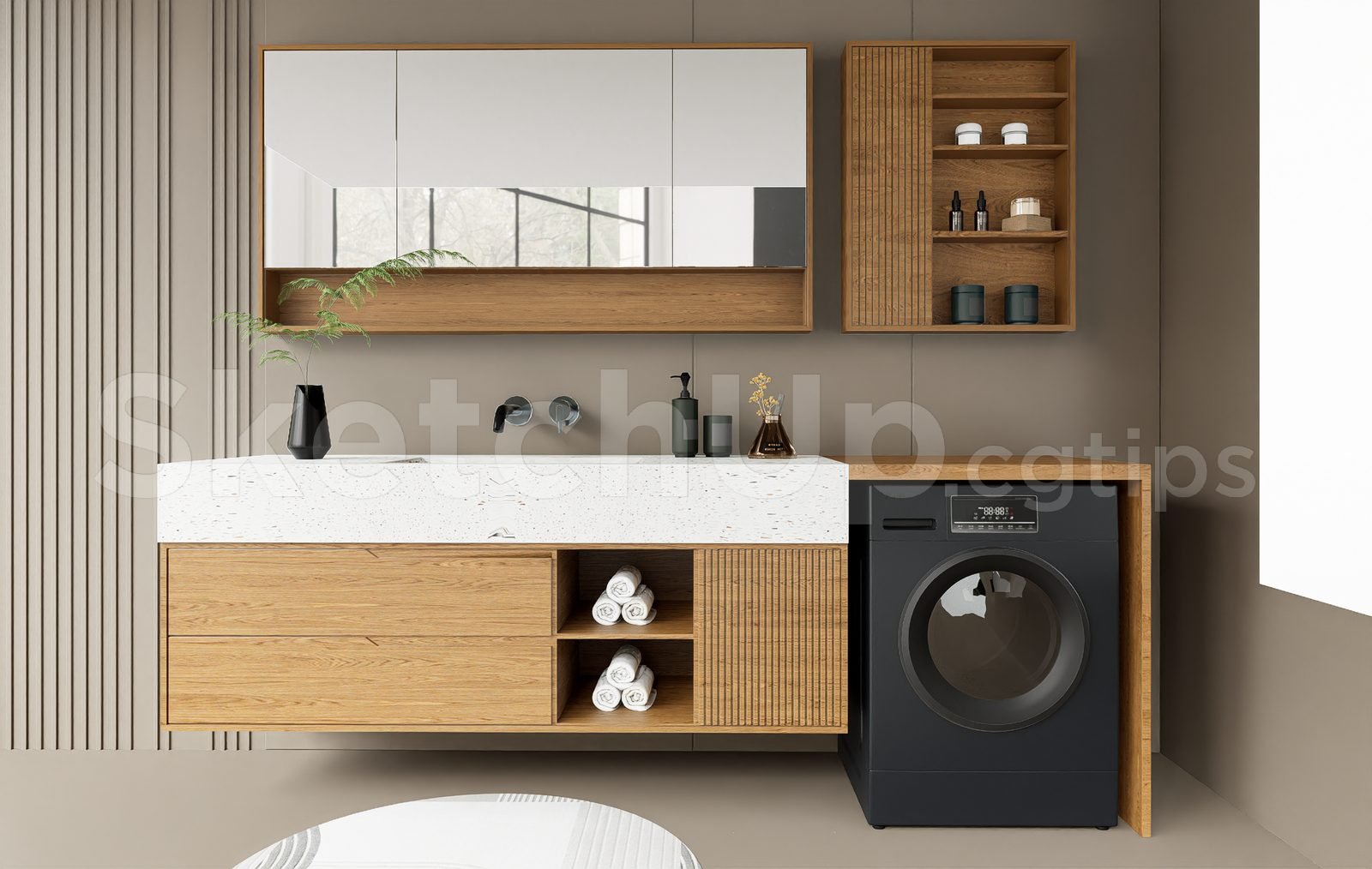 19048. تنزيل مجاني لنموذج Sketchup لغرفة الغسيل الحديثة (1)