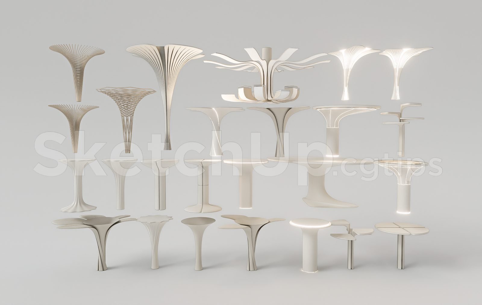 19104. أعمدة الإضاءة الداخلية الحديثة الفاخرة – نموذج Sketchup 3d (1)