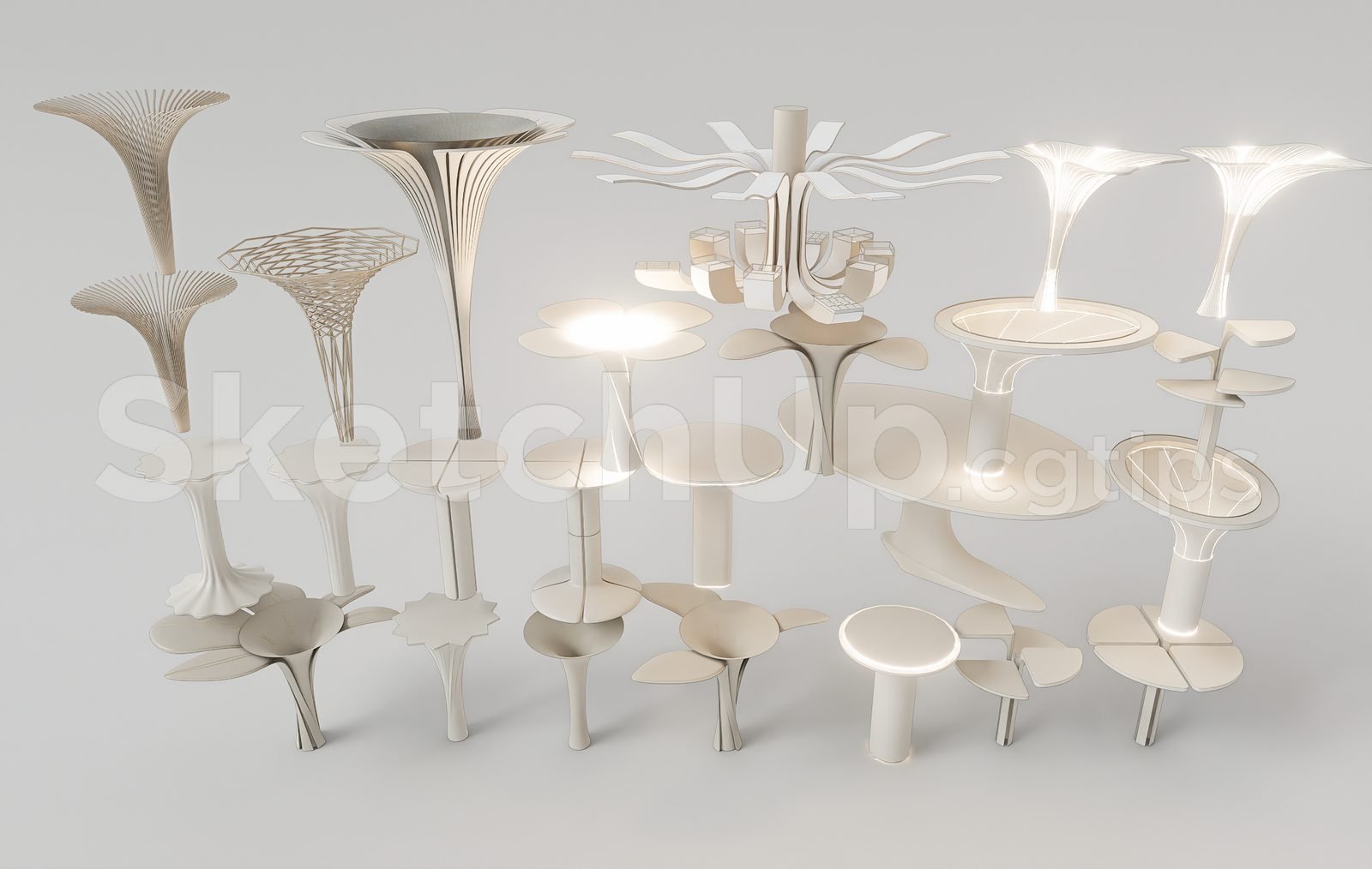 19104. أعمدة الإضاءة الداخلية الفاخرة الحديثة - نموذج Sketchup 3D (2)