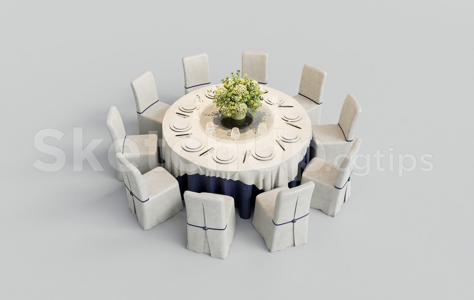 19124. تنزيل نموذج طاولة طعام Sketchup مجانًا (2)