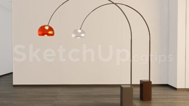 19157. Free Sketchup Floor Lamp Model Download For Interior Projects (1)