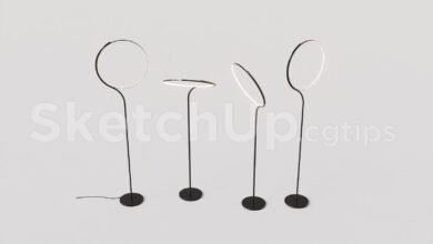 19186. Free Sketchup Floor Lamp Model Download For Interior Projects (1)