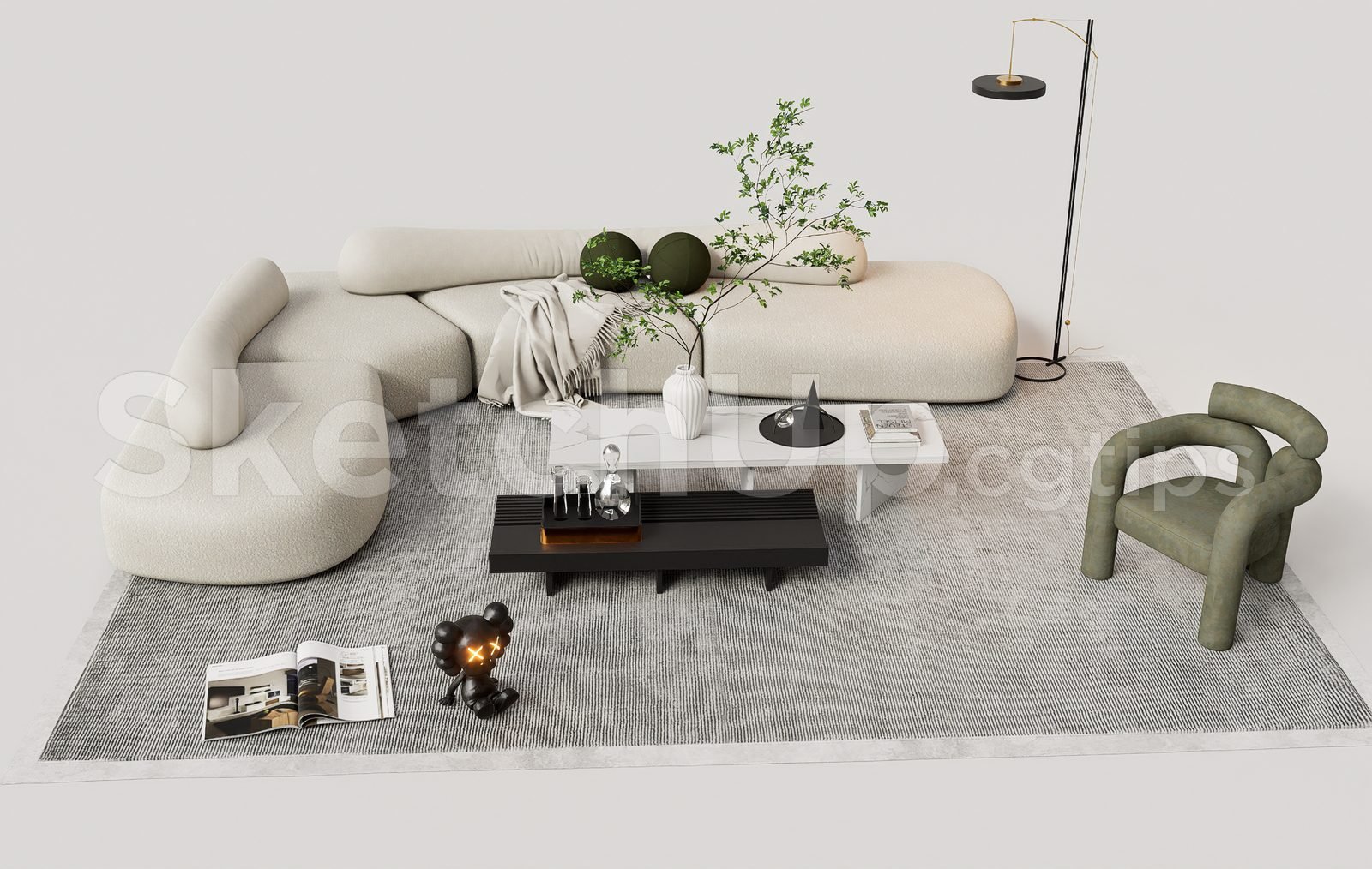 19142. تنزيل نموذج Sketchup Sofa مجانًا (1)