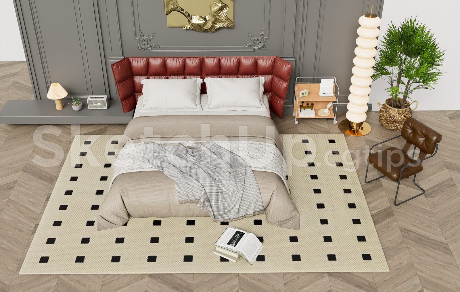 19171. تنزيل نموذج سرير مجاني لـ Sketchup (1)