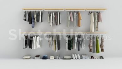 19288. Fashion Store Clothing Display Area Sketchup Model Free Download (1)