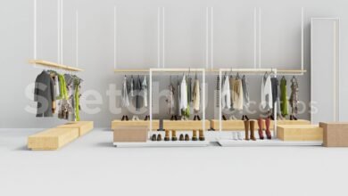 19280. Fashion Store Clothing Display Area Sketchup Model Free Download (1)