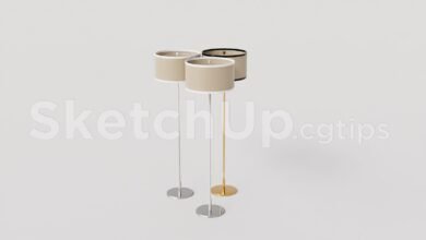 19362. Free 3d Floor Lamp Model For Sketchup - Interior Design Ready (1)