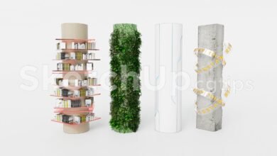 19371. Free Sketchup Architectural Column – Innovative Bookshelf & Vertical Garden Idea (1)