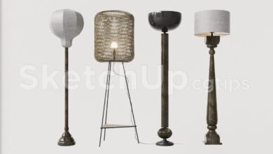 19374. Free 3d Floor Lamp Model For Sketchup - Interior Design Ready (1)