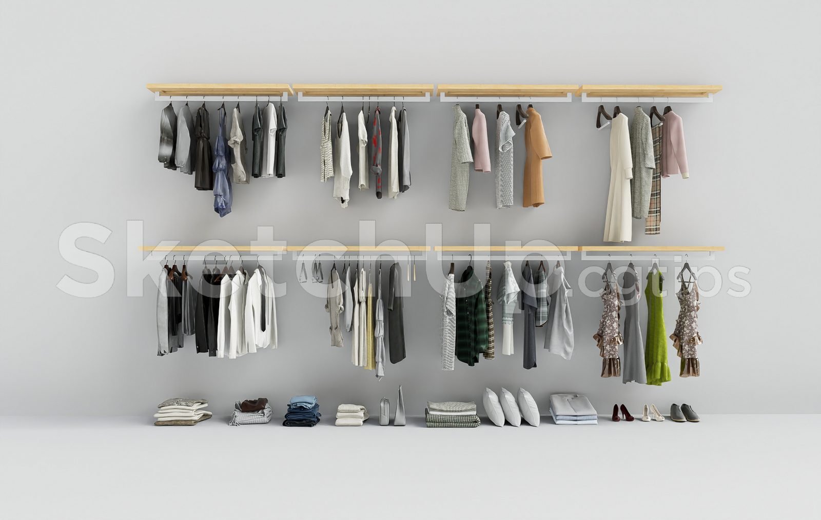 19288. متجر أزياء منطقة عرض الملابس نموذج Sketchup تحميل مجاني (1)