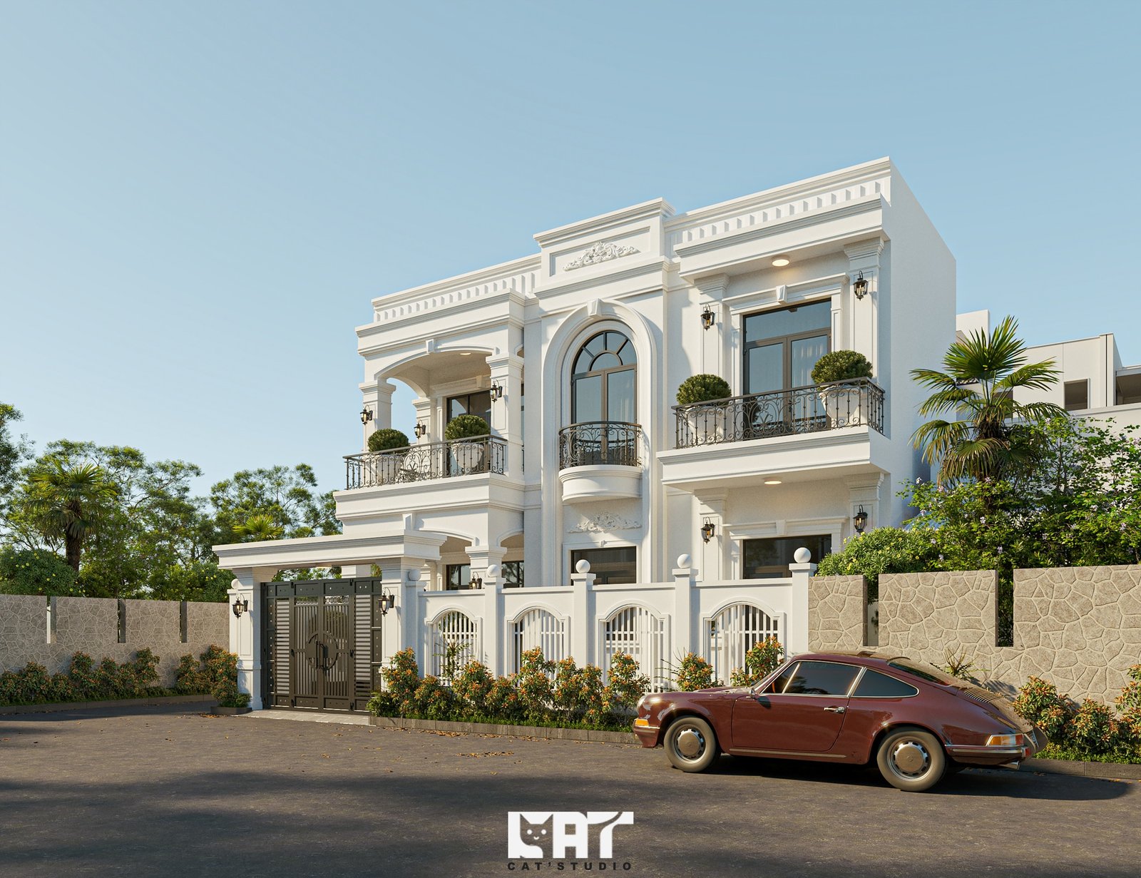 19352. نموذج خارجي لفيلا على الطراز الكلاسيكي الجديد من Sketchup، تم تنزيله مجانًا بواسطة Kts Nghiathan (2)