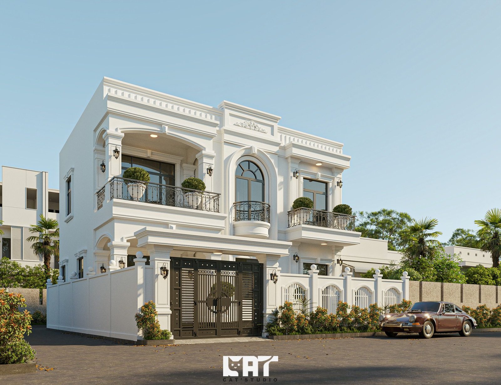 19352. تنزيل النموذج الخارجي لفيلا على الطراز الكلاسيكي الجديد Sketchup مجانًا بواسطة Kts Nghiathan (3)