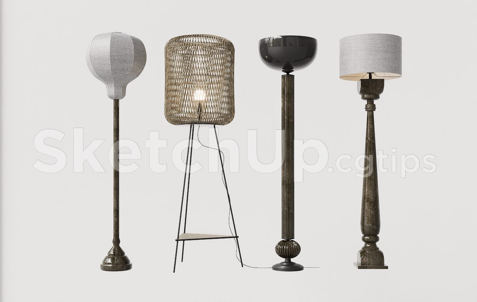 19374. نموذج مصباح أرضي ثلاثي الأبعاد مجاني لـ Sketchup - تصميم داخلي جاهز (1)
