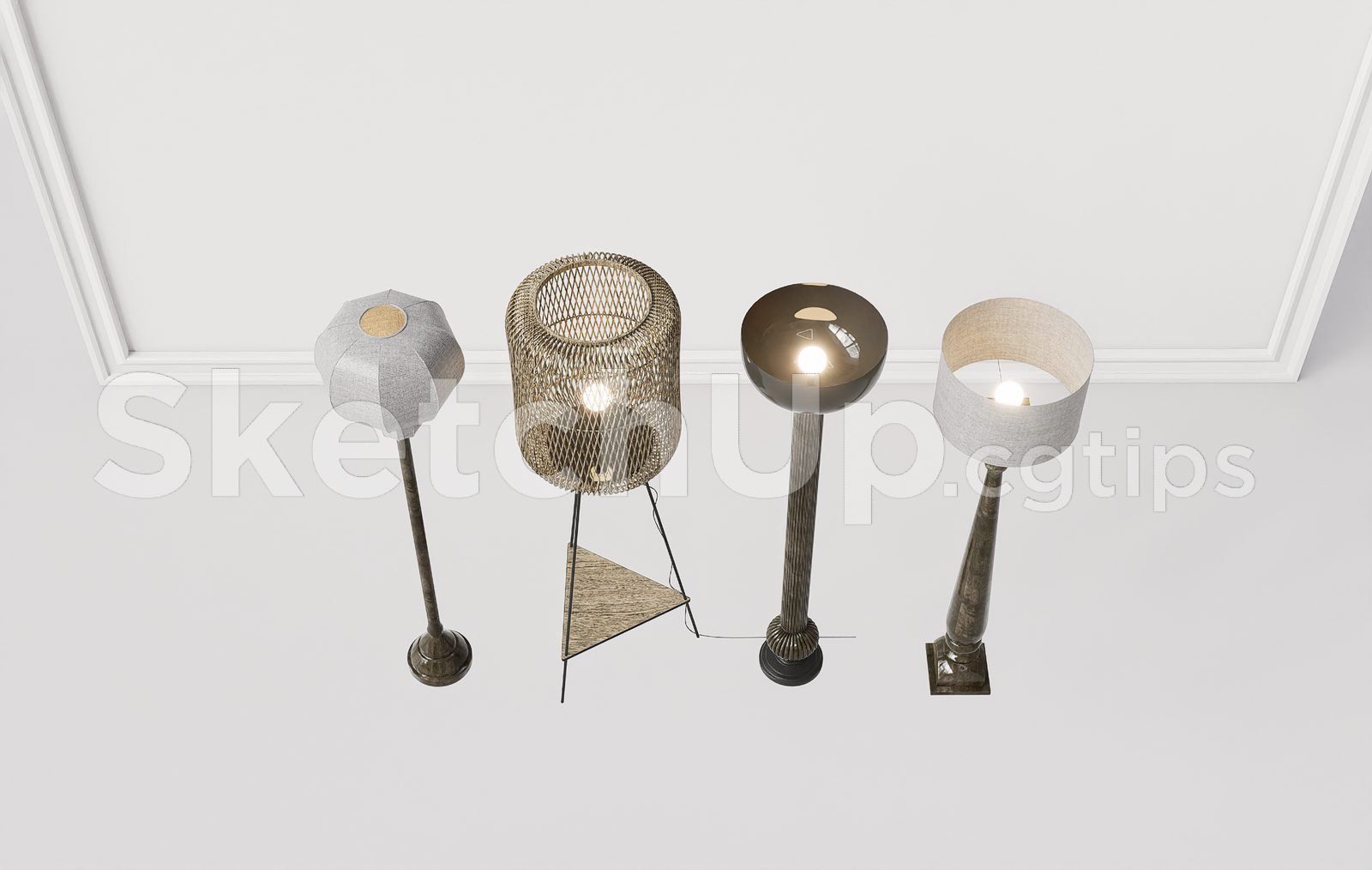 19374. نموذج مصباح أرضي ثلاثي الأبعاد مجاني لـ Sketchup - تصميم داخلي جاهز (2)