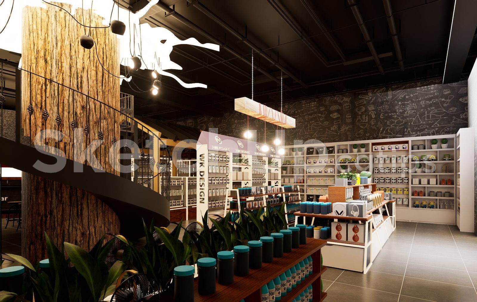 19377. Sketchup 3D تصميم متجر بيع بالتجزئة نموذج داخلي حديث مجاني للمتجر (2)