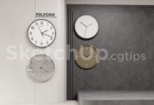 19399. Sketchup Wall Clock Model - Free 3d Download (1)