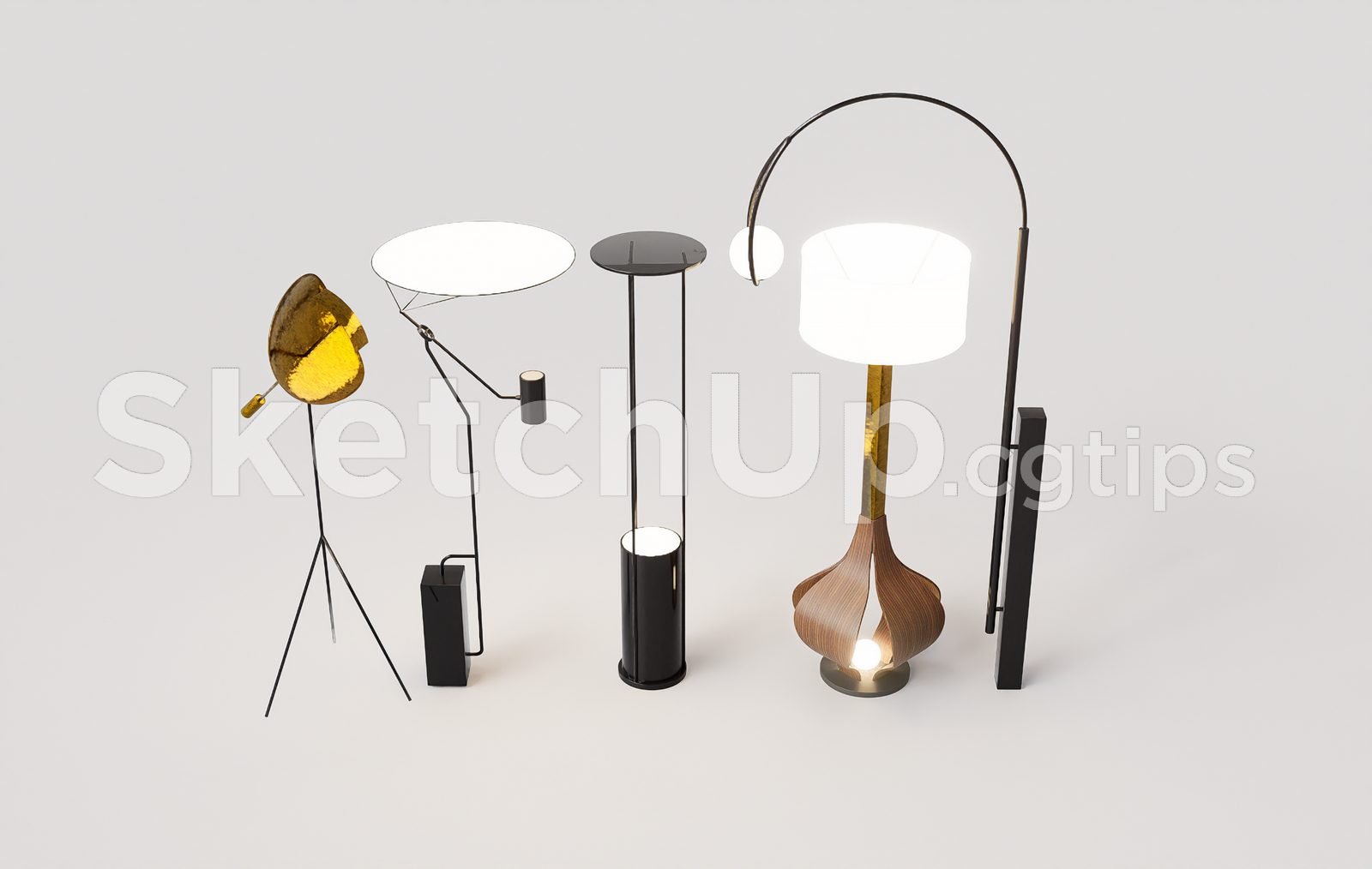 19390. نموذج مصباح أرضي ثلاثي الأبعاد مجاني لـ Sketchup - تصميم داخلي جاهز (1)