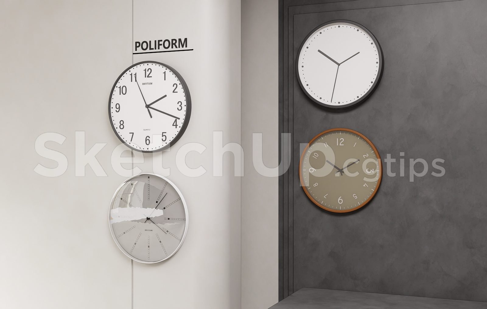 19399. نموذج ساعة حائط Sketchup - تنزيل مجاني ثلاثي الأبعاد (2)